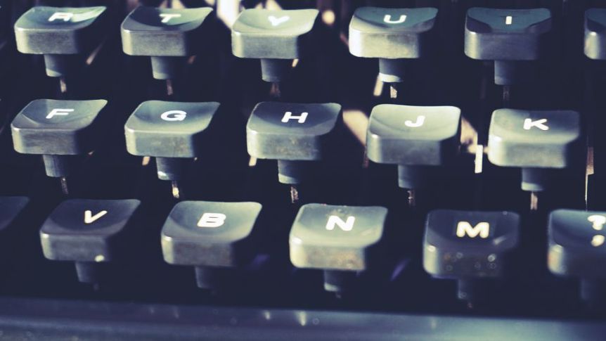 Close-up of vintage typewriter keys